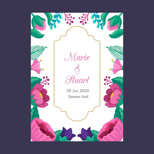 Modèle D'invitation De Mariage Avec Fleur