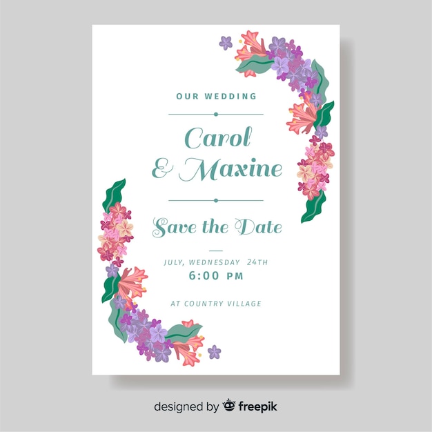 Modèle D'invitation De Mariage Avec Des Fleurs