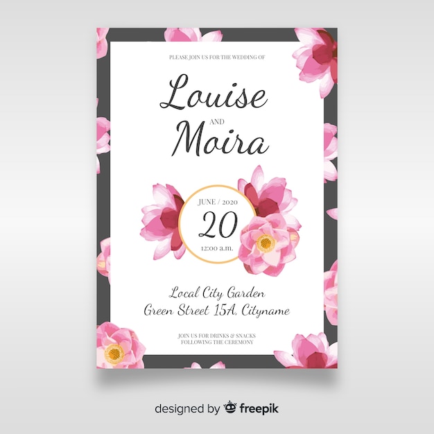 Modèle D'invitation De Mariage Floral Blanc