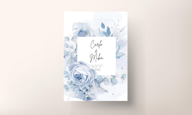 Modèle D'invitation De Mariage Floral Bleu élégant