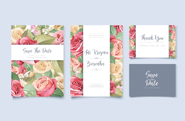 Vecteur gratuit modèle d'invitation de mariage floral coloré