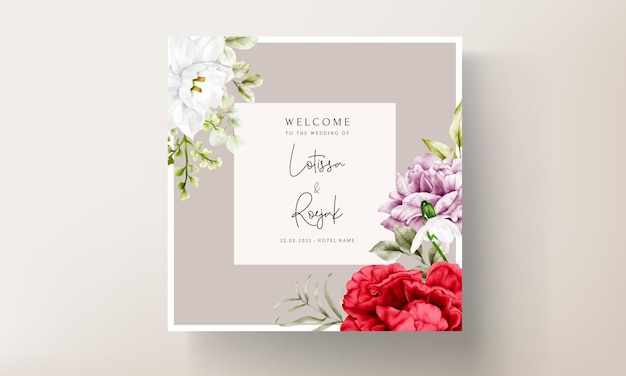 Vecteur gratuit modèle d'invitation de mariage floral fleuri aquarelle