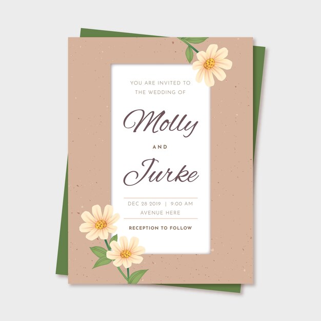 Modèle D'invitation De Mariage Floral Minimaliste élégant