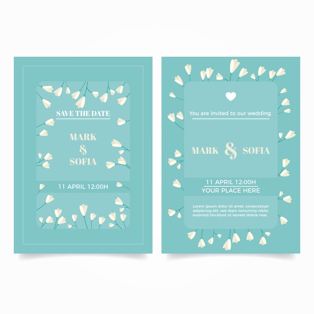 Modèle d'invitation de mariage floral minimaliste élégant