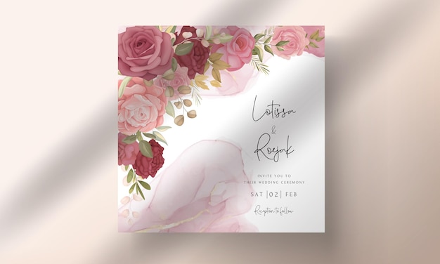 Vecteur gratuit modèle d'invitation de mariage floral