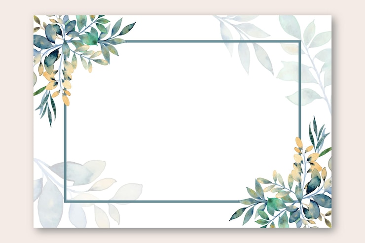 Vecteur gratuit modèle d'invitation de mariage avec fond de cadre aquarelle feuille jaune vert