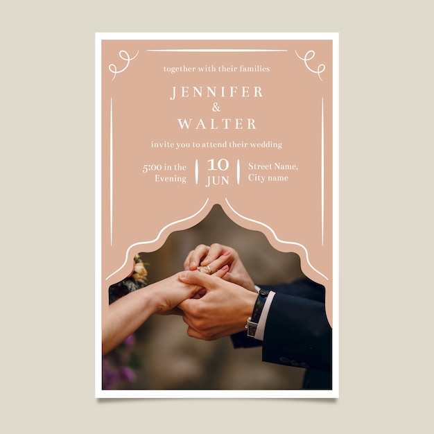 Vecteur gratuit modèle d'invitation de mariage avec image