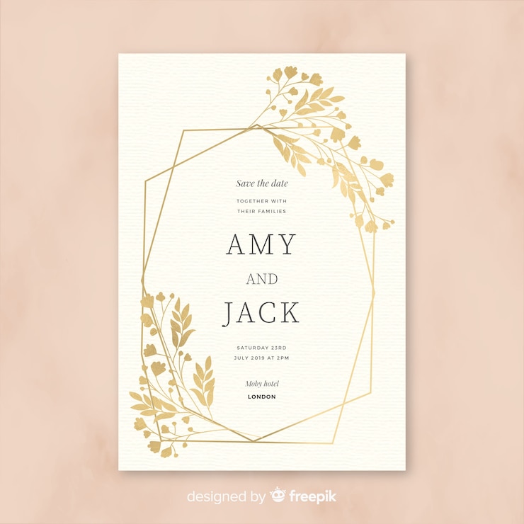 Vecteur gratuit modèle d'invitation de mariage magnifique au design plat