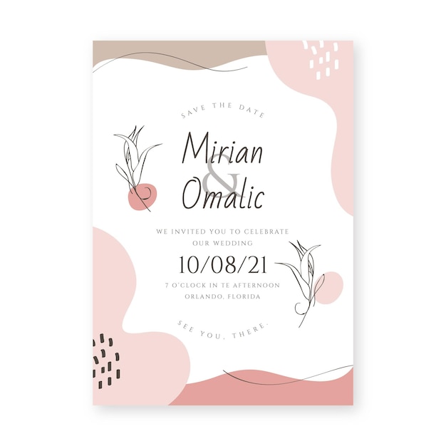 Modèle D'invitation De Mariage Minimal Dessiné à La Main