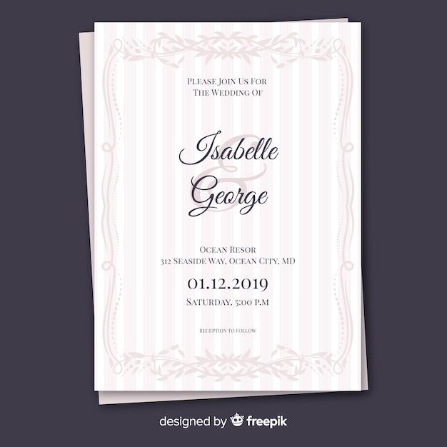 Vecteur gratuit modèle d'invitation de mariage ornemental rétro