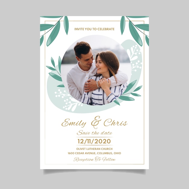 Modèle D'invitation De Mariage Avec Photo De Couple Engagé