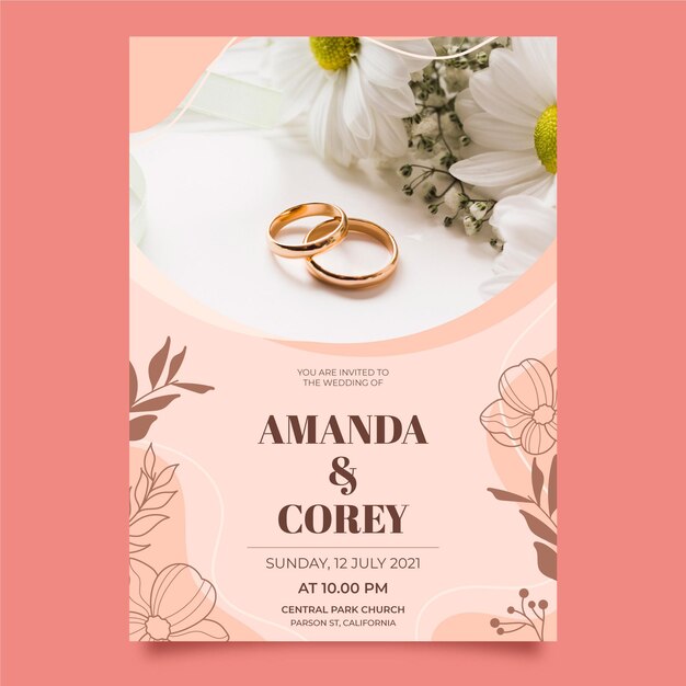 Modèle d'invitation de mariage avec photo