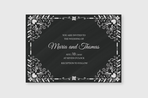 Vecteur gratuit modèle d'invitation de mariage rétro