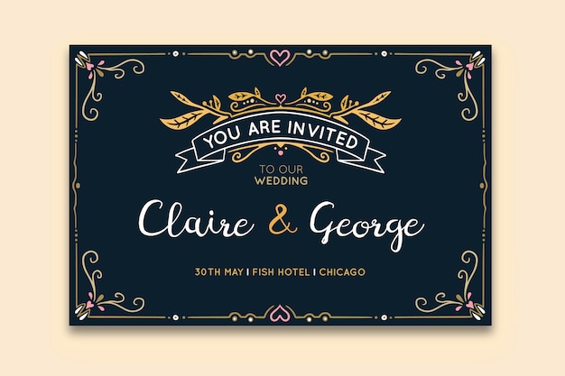 Modèle D'invitation De Mariage Rétro