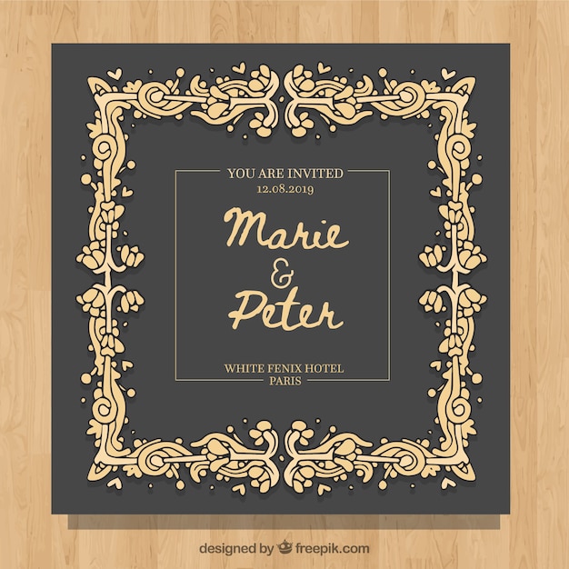 Modèle D'invitation De Mariage Avec Style Vintage