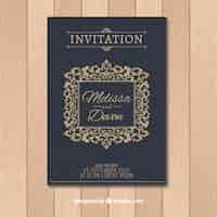 Vecteur gratuit modèle d'invitation de mariage avec style vintage