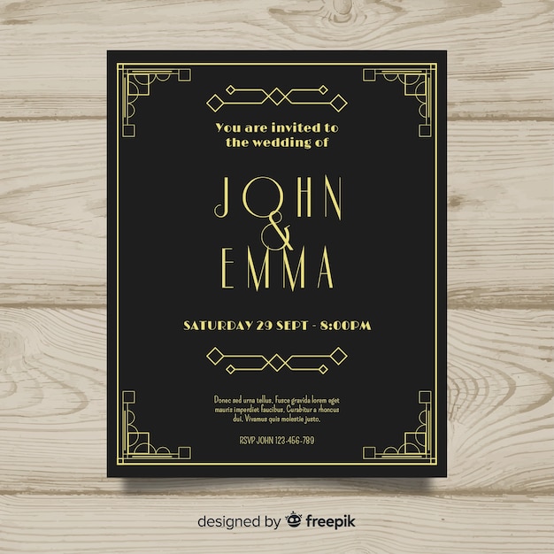 Modèle d'invitation de mariage Vintage