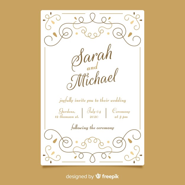 Modèle d'invitation de mariage Vintage