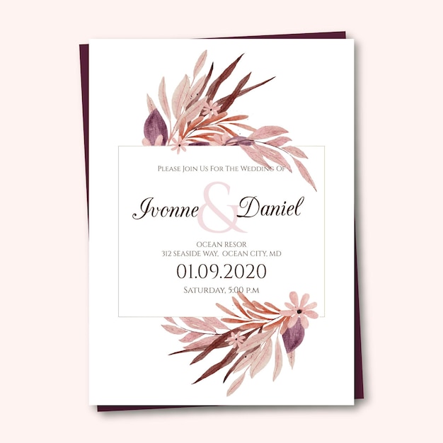 Vecteur gratuit modèle d'invitation de mariage