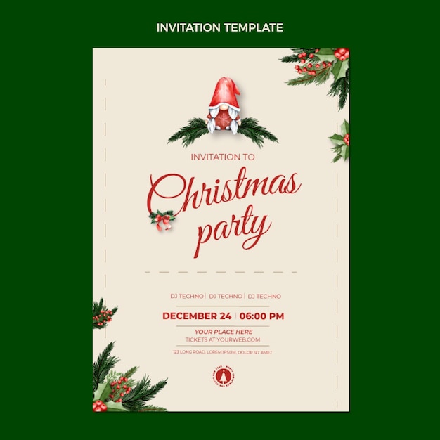 Modèle D'invitation De Noël Aquarelle