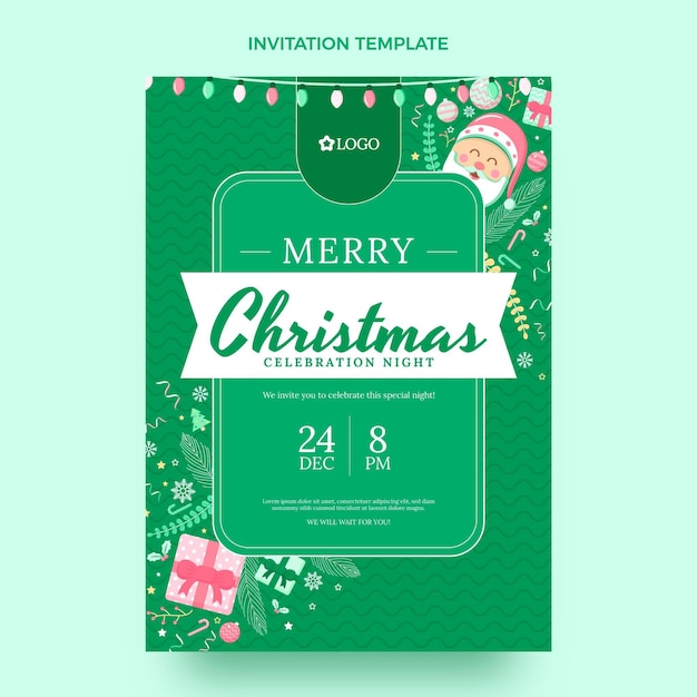 Modèle d'invitation de noël plat