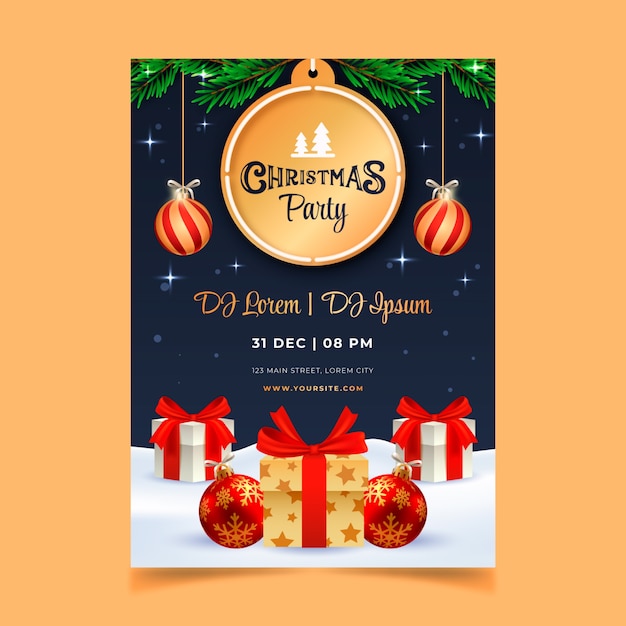 Modèle D'invitation De Noël Réaliste