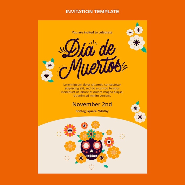 Modèle D'invitation Plat Dia De Muertos