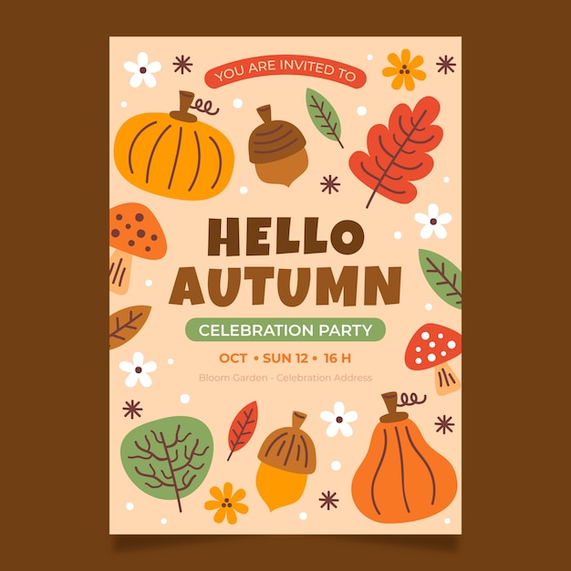 Modèle d'invitation plat pour la fête d'automne