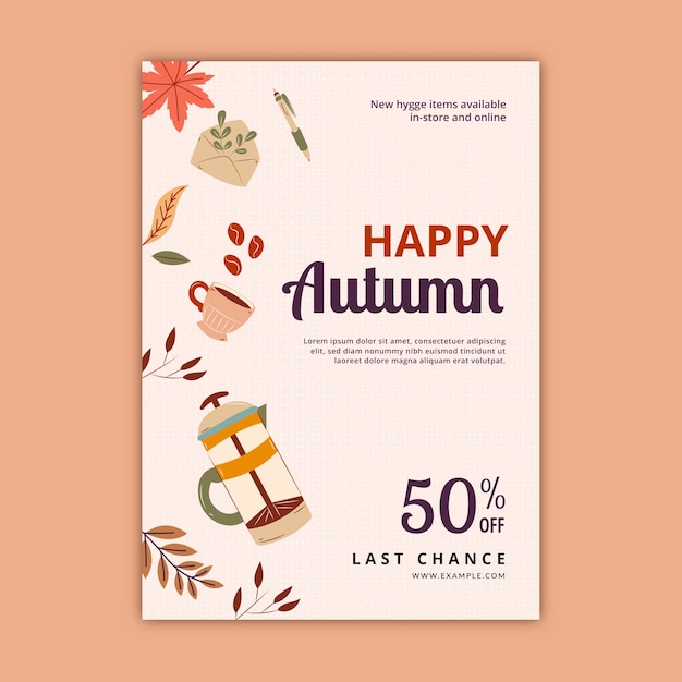 Vecteur gratuit modèle d'invitation plat pour la fête d'automne