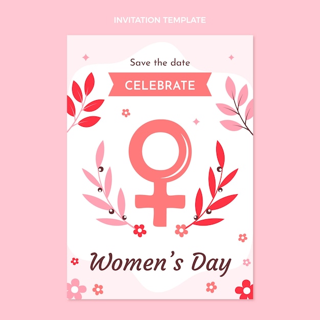 Vecteur gratuit modèle d'invitation plat pour la journée internationale de la femme