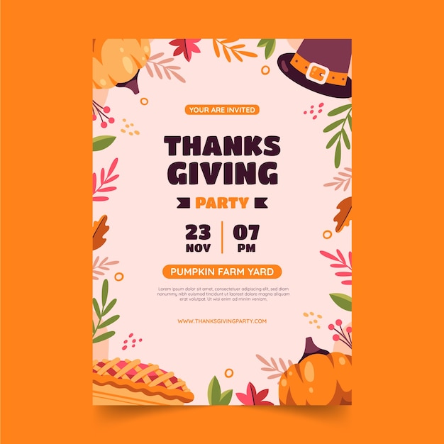 Modèle D'invitation Plat Pour Thanksgiving Avec Tarte Aux Pimpkin