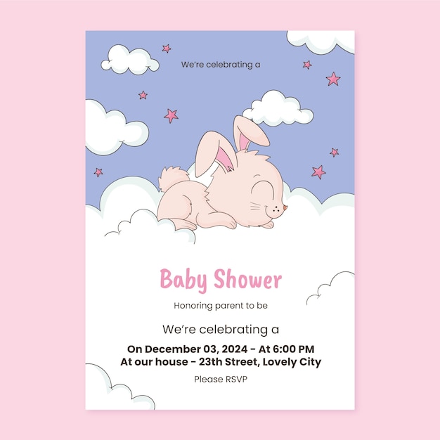 Vecteur gratuit modèle d'invitation pour une baby shower