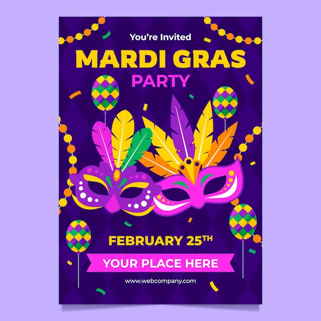 Modèle D'invitation Pour La Célébration Du Carnaval Du Mardi Gras