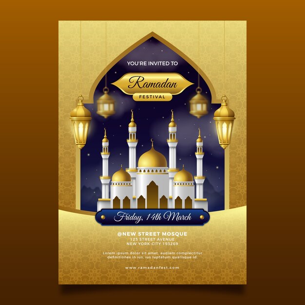 Modèle d'invitation pour la célébration islamique du ramadan