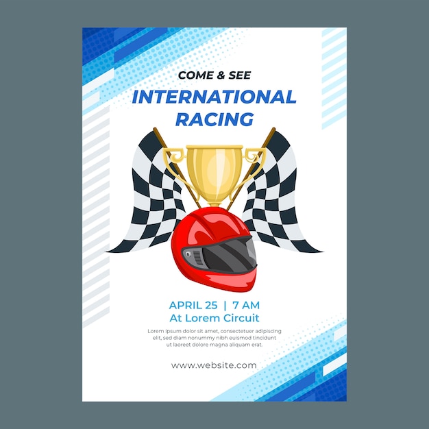 Vecteur gratuit modèle d'invitation pour le championnat de course automobile