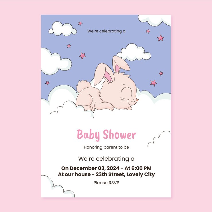 Vecteur gratuit modèle d'invitation pour la fête du bébé