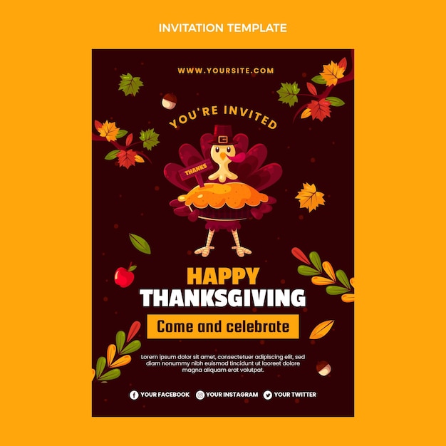 Modèle D'invitation De Thanksgiving Plat