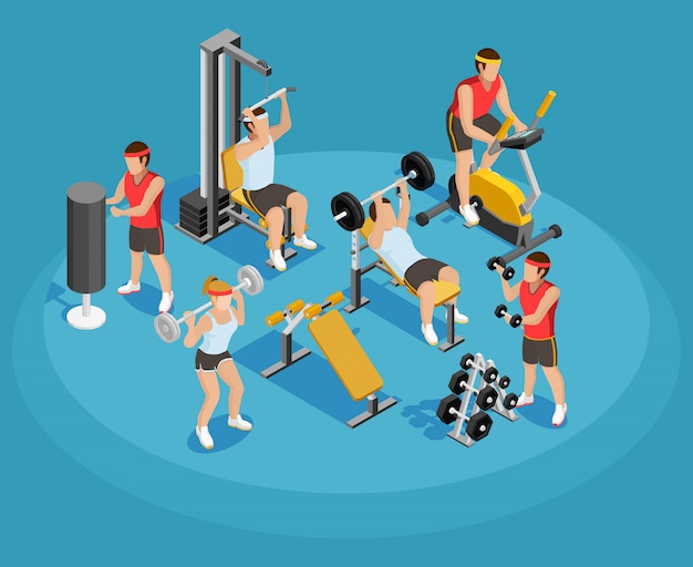 Vecteur gratuit modèle isométrique de gym