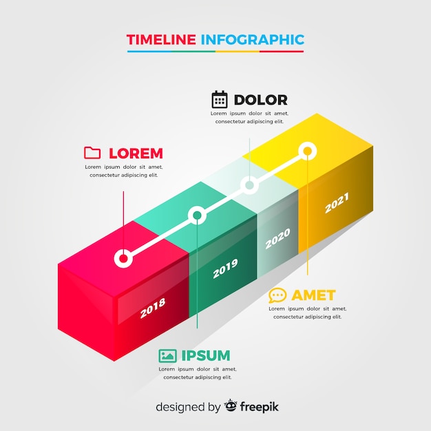 Vecteur gratuit modèle isométrique de modèle de chronologie infographie