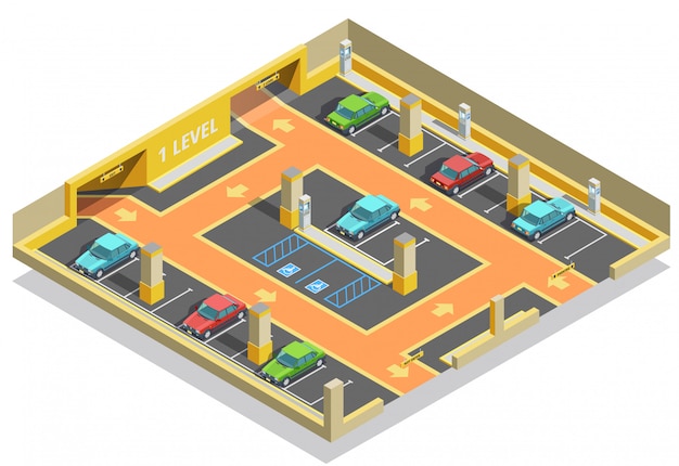 Modèle Isométrique De Parking Souterrain