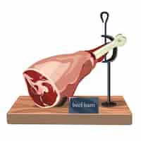 Vecteur gratuit modèle de jambon de viande de boeuf coloré