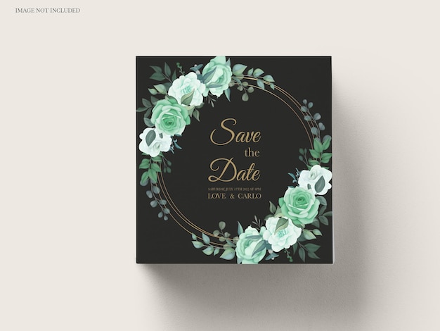 Modèle De Jeu D'invitation De Mariage Avec Verdure Floral