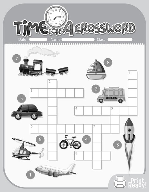 Modèle de jeu de mots croisés sur le transport