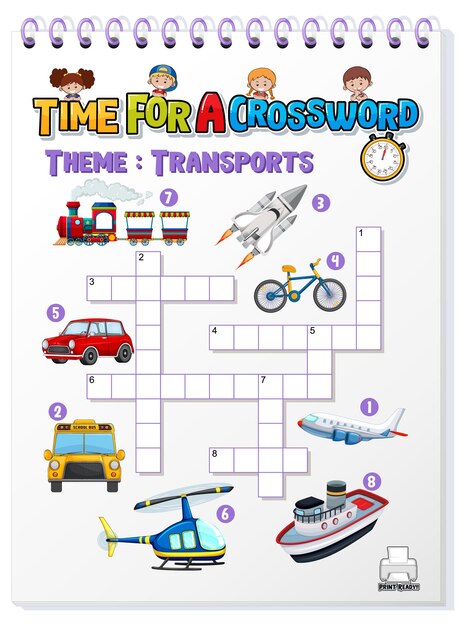 Modèle de jeu de mots croisés sur le transport