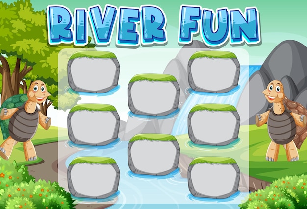 Vecteur gratuit modèle de jeu avec des rochers vides dans la rivière