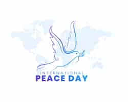 Vecteur gratuit modèle de jour de la paix dessiné à la main avec illustration vectorielle de conception de pigeon