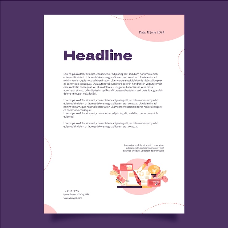 Vecteur gratuit modèle de lettre de graphiste dessiné à la main