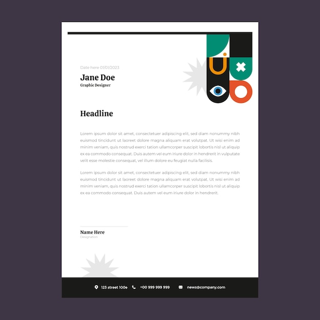 Modèle De Lettre De Graphiste | Vecteur Gratuite