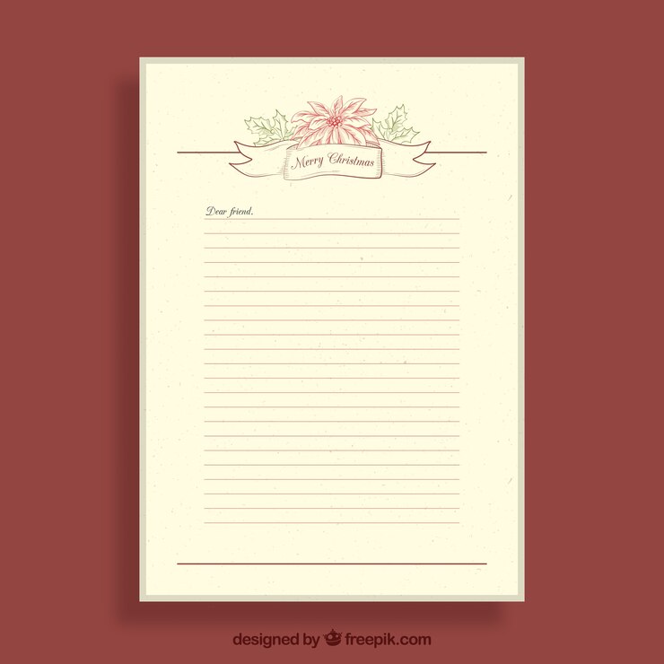Vecteur gratuit modèle de lettre vintage pour noël