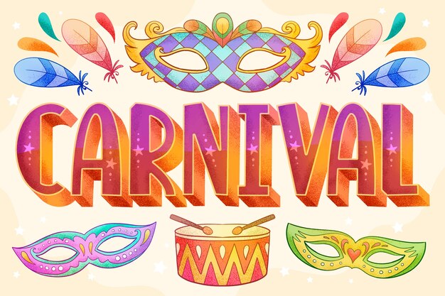 modèle de lettres de carnaval dessiné à la main